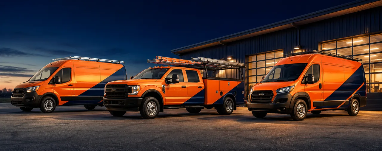 Rooflume service vehicles ready for a residential roof inspection